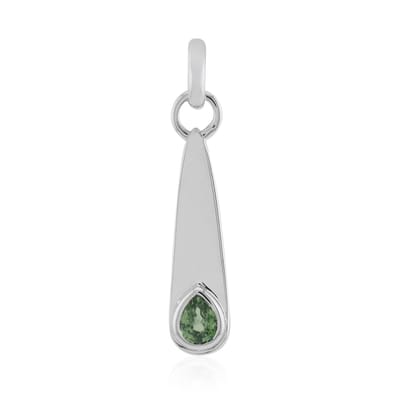 Cavill - Zilveren Hanger met 0,383 ct Peervormige Groene Tulear Saffier - 925 Sterling Zilver met Palladium - Elegant & Minimalistisch Design