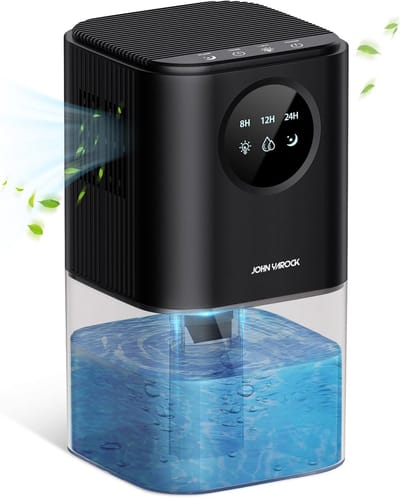 John Yarock Luchtontvochtiger en Reiniger - JY100 Dehumidifier - Ontvochtigt tot 450ml Per Dag in Huis - Tankinhoud van 1.7L – LED Display – Timer – Slaapstand – Energiezuinig - 7 Kleuren Ambi Light - Geschikt voor Woonkamer, Slaapkamer & Badkamer