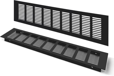 Zwart Rechthoekig Ventilatie Rooster van Geanodiseerd Aluminium 80x400mm