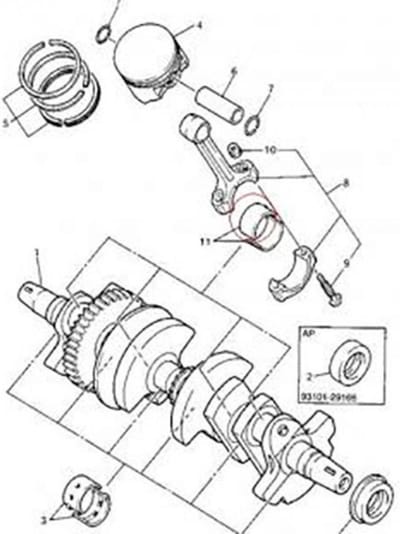 origineel drijfstanglager voor motor yamaha 600 r6 4tv-11656-10 nieuw