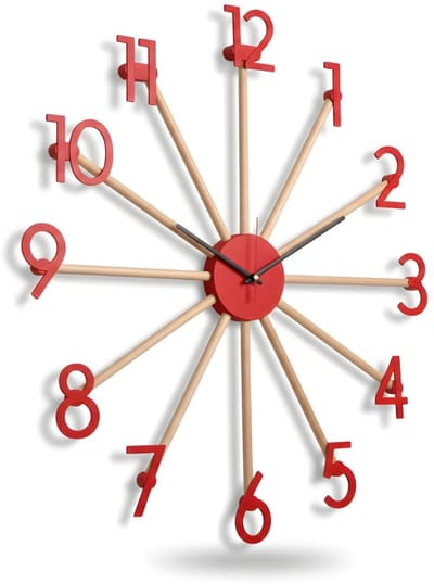 Home 3D - Moderne Stille Wandklok Rood - 60cm - Gemaakt in Nederland - Home Design