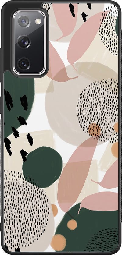 Leuke Telefoonhoesjes - Hoesje geschikt voor Samsung Galaxy S20 FE - Abstract print - Backcover zwart - Print / Illustratie - Beige