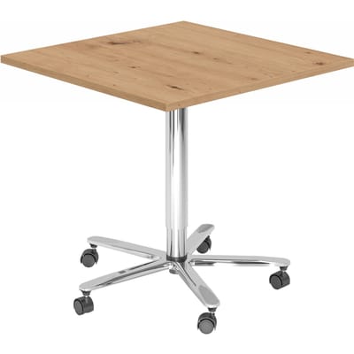 BISTRO 88Q C - Systeem conferentietafel 80 x 80 Chroom Knoestige Eiken