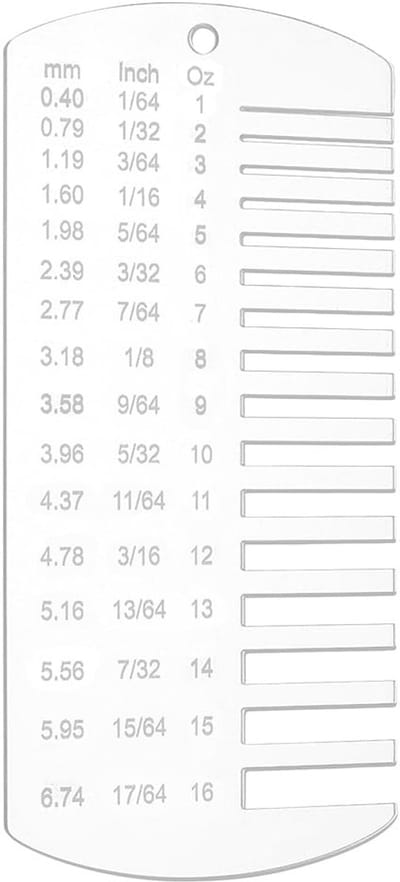 Dailygoods- Diktemeter Hoogwaardig Acryl - Maatinspectiegereedschap - Dikte Meten - Decoraties - Sleutelhangers - Afmetingen 152 x 75 mm - Meetlat