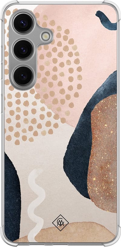 Casimoda® hoesje - Geschikt voor Samsung Galaxy S24 Plus - Abstract Dots - Shockproof case - Extra sterk - TPU/polycarbonaat - Bruin/beige, Transparant