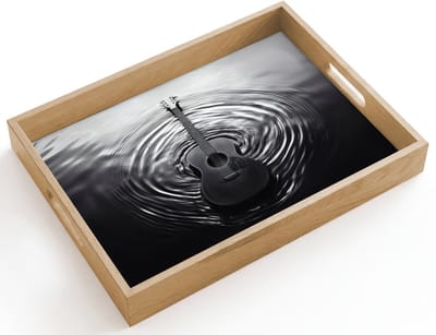 Dienblad hout 40x30 cm - Schootdienblad - Gitaar - Hout - Water - Borrelplank rechthoek - Plateau dienbladen