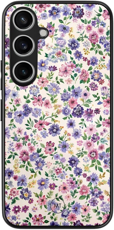 Hoesje geschikt voor Samsung Galaxy A35 5G - Paarse bloemen - TPU Hard Case Backcover - Paars - Mooie Telefoonhoesjes