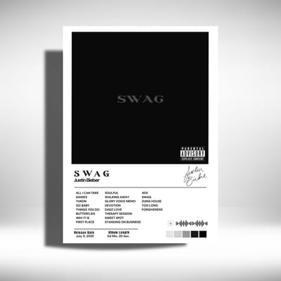 Justin Bieber - SWAG - Metalen Poster 30x40cm - album