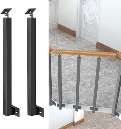 Leuning spindelset - Trappalen vierkant - Trap decoreren - 270° verstelbaar - 4 stuks H 85 cm - Zwart