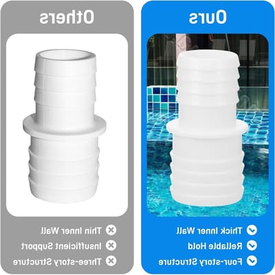Pack van 4 zwembadslangfittingen met diameter 32 tot 38 mm, inclusief 8 metalen klemmen, universele aansluiting voor wasmachines en zwembadstofzuigers