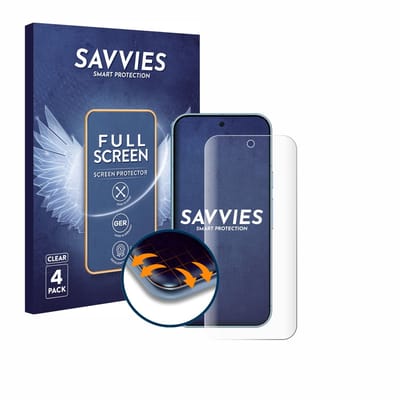 Savvies - Screenprotector voor Google Pixel 9 (case-friendly) - Folie Beschermfolie transparant volledig dekking 4 Stuks
