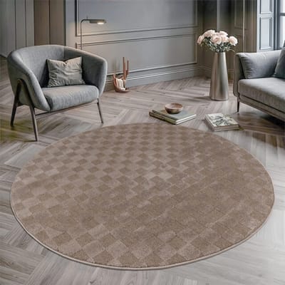 Muratap Vivant chesterfield rond vloerkleed laagpolig effen - 160 cm rond