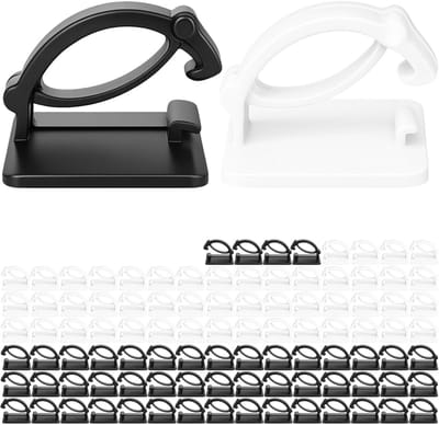 SnelShoppen - 100 x 14 mm Zwarte en Witte Kabelclips Kit - Adhesieve Kabelhouders voor TV, PC, Keukenapparatuur, Lampen, Muur, Plafond, Vloer