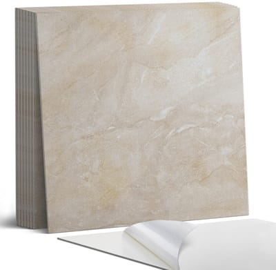 Coloray Plaktegels - Natuurlijk marmer in tinten Portugese Tegels - 30 cm x 30 cm - Beige Plaktegels - 9 stuks - Vierkant PVC Tegels - Plaktegels Keuken - Zelfklevende Vloertegels - Vinyl Tegels Zelfklevend - Zelfklevende Tegels