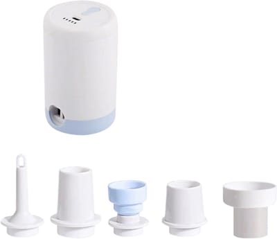 Pomp-Elektrische pomp-Miniformaat voor gemakkelijk transport-Elektrische Vacuümzak Pomp - 2-in-1 Luchtpomp Oplaadbaar-Met 4 Opzetstukken -voor opblaasmatrassen, kinderzwembaden, strandspeelgoed, oplaadbare luchtpomp