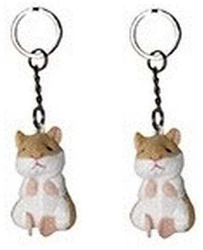 Nature Planet Pluche knuffeldier sleutelhanger - 4x stuks - hamster - 6 cm - dieren sleutelhangers
