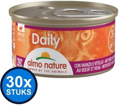 30x Almo Nature Daily - Mousse Rund - Kattenvoer Natvoer - 85g