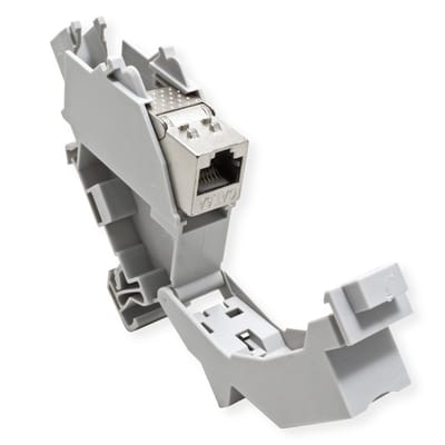 ROLINE DIN-railadapter voor Keystone-modules, incl. Cat.6A Keystone, afgeschermd, 45°