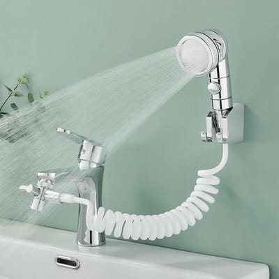 Bassin Handdoekdoucheset, Badkamer kraan Handgedragen douchekop Sink slang Sprayer bevestiging Met 3 Spraymodi