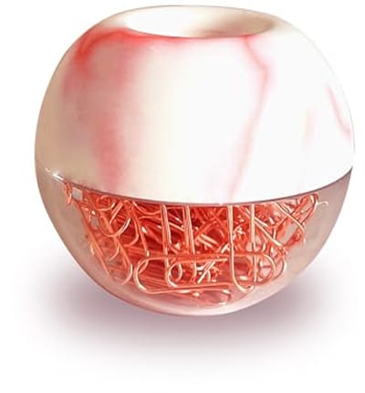 Magnetische Paperclip Houder - Rood Marmer met 100 Roségouden Paperclips (28mm) voor Bureau Organizer