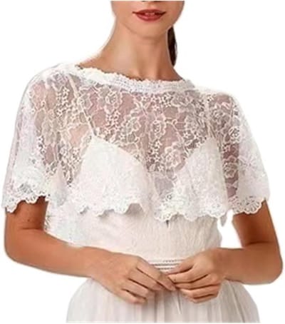 Bruidssjaal Kanten - Bruiloft Accessoires - Feestelijke Gelegenheid - Elegante Afwerking - Eén Maat - Wit
