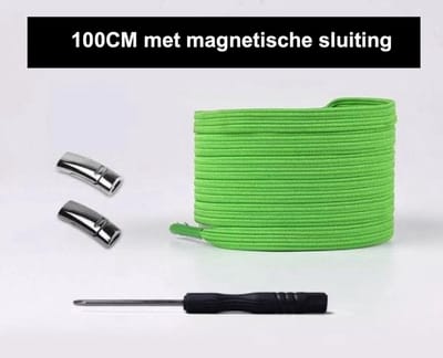 CHPN - Veters - Magneet-Veters- Veters met magnetische sluiting - Veters zonder strikken - Groen - Unisex - Volwassenen & Kinderen - 100CM