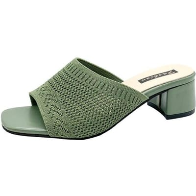 Grote Maat Zomer Sandalen Vrouwen Schoenen Vrouwen Muilezels Slides Peep Toe Vierkante Hoge Hakken Sandalen Vrouwelijke Schoen Casual Vierkante Hak 2023 35 groen