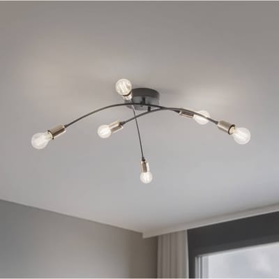 Opviq Plafondlamp Banana, zwart, metaal, 67 cm, 6-lamps, E27