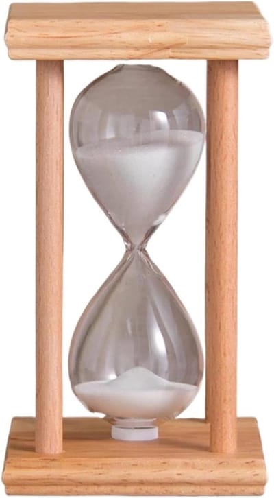 Zandloper Hout - Creatieve Timer - Koken Leren Mediteren - Duurzaam Herbruikbaar - 30 Minuten - Wit