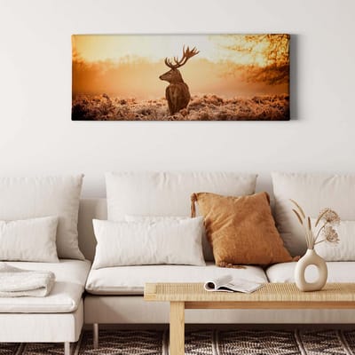 Canvas print DD123228 Majestic Deer A.S. Création 1,0 x 0,4 m Oranje / Terracotta Kantoor Hal/Gang Keuken Slaapkamer Woonkamer