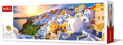 Panorama Puzzel - Legpuzzel Puzzelstukjes - Ontspannend Vermaak - Milieuvriendelijke Materialen - 97 x 34 cm - Santorini Griekenland