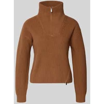 Gebreide pulllover met opstaande kraag en ritssluiting