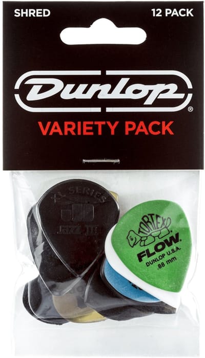 Dunlop PVP118 Shred Plectrum Variety 12-Pack - Plectra, 1.0mm tot 2.0mm, mix van 12 stuks