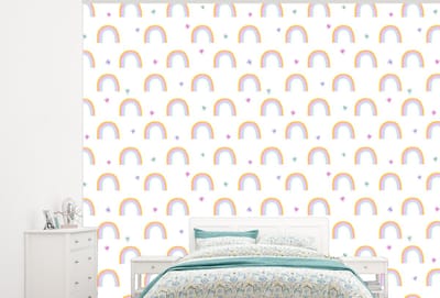 Behang - Fotobehang Regenboog - Vlinder - Baby - Breedte 300 cm x hoogte 240 cm