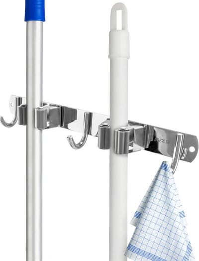 NTHProducts - Broom Holder - Broom Organizer - zonder boren - Multifunctioneel - Broom Hook - Geschikt voor keuken en garage - Wandmontage