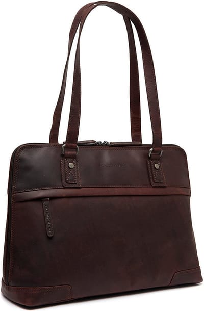 The Chesterfield Brand Schoudertas met laptopvak Branson Shoulderbag Brown Donkerbruin