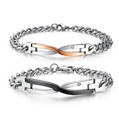 Liefdes Armband Set met Diamantje (Zirkonia) - Romantisch Liefdes Cadeau voor Hem en Haar - Armbanden Heren Dames - Valentijnsdag - Valentijn Cadeautje voor Mannen