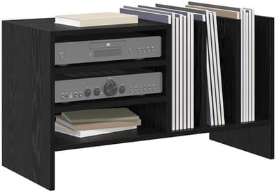 Platenspelermeubel - LP-kast - Platenspelerkast - Draaitafelstandaard - Platenspelerstandaard - Vintage Displayplank - Zwart eiken