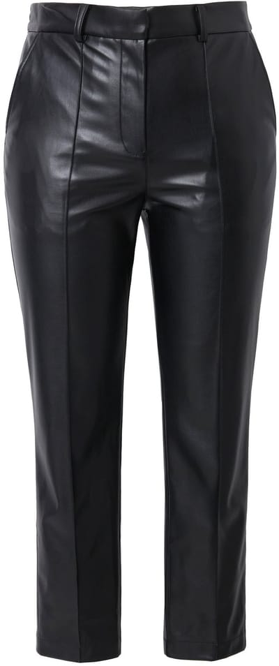 Studio Untold - Dames - Broek van imitatieleer mom-shape bies - Zwart - Maat 46