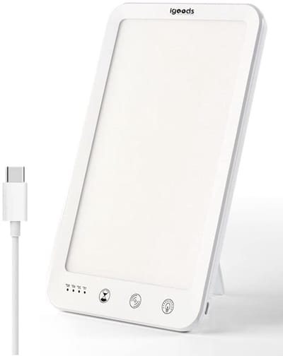 Igoods Daglichtlamp - Lichttherapielamp - Daylight Lamp - LED Daglicht Lamp - Tablet Vorm - Staand - Slaapverbeteraar - SAD Lamp - Incl Oplader - Wit