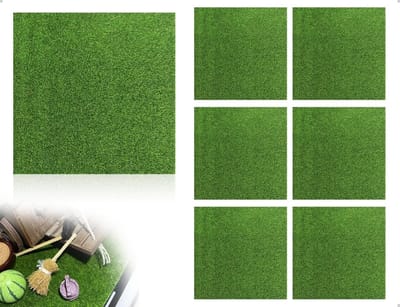 Kunstgras Tapijt Set van 6 Stukken voor Creatieve Projecten en Miniatuurtuinen, Ideaal voor Decoratie en Speelgoedhuisjes (15 x 15 cm)