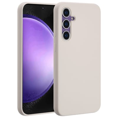 Accezz Hoesje - Geschikt voor Samsung Galaxy S23 FE - Liquid Silicone Backcover met Magnetische Ring - Stone