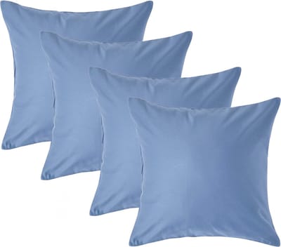 Homescapes Luxe Satijn Kussensloop 40x40 cm – Staalblauw – Set van 4 – 100% Egyptisch Katoen Satijn – Draaddichtheid 1000
