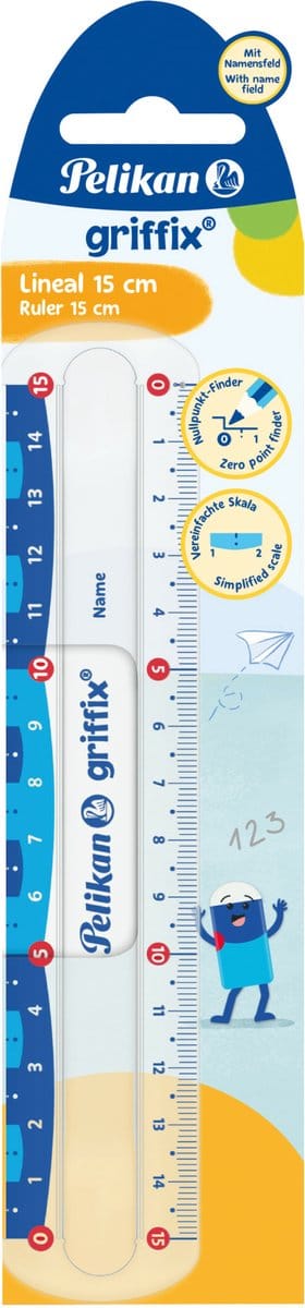 Pelikan liniaal griffel, 15 cm, transparant / blauw