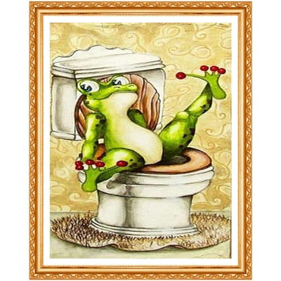 Peinture diamant thème dessin animé, broderie 5D à faire soi-même, grenouille de toilette, décoration d'intérieur, artisanat et couture 20X30CM white