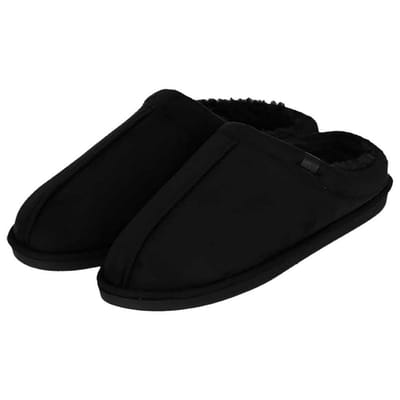 Apollo heren sloffen - zwart - suede buitenkant - met wol - instap - pantoffels 43-44
