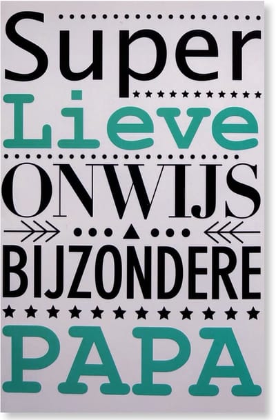 Vaderdag Wenskaart - Vaderdagkaart - Super Lieve Onwijs Bijzondere Papa - 12x17cm - gevouwen kaart Inclusief gekleurde envelop