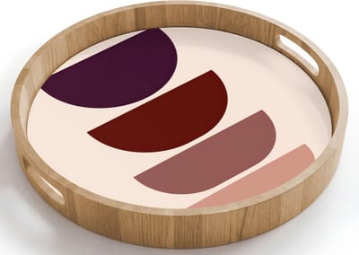 Dienblad rond 40x40 cm - Schootdienblad hout - Harmonieus - Symmetrisch - Rood - Borrelplank rechthoek - Plateau houten dienbladen