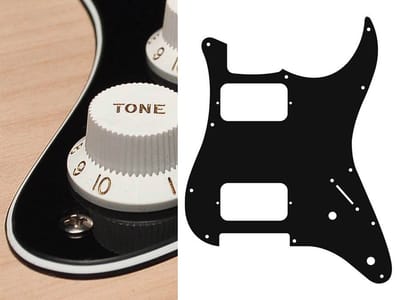 Boston ST-332-BC pickguard, Stallion, HH, 2 pot holes, 3-5 switch, 3 ply, black and cream