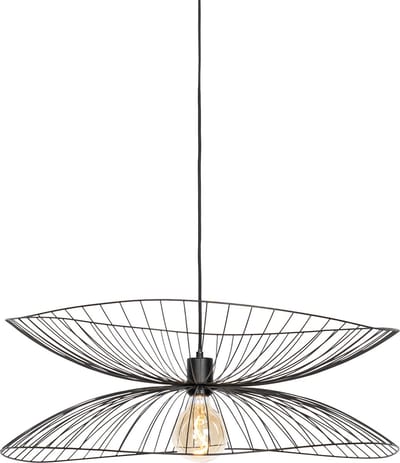 QAZQA pua - Design Hanglamp voor boven de eettafel | in eetkamer - 1 lichts - Ø 66 cm - Zwart - Woonkamer | Slaapkamer | Keuken